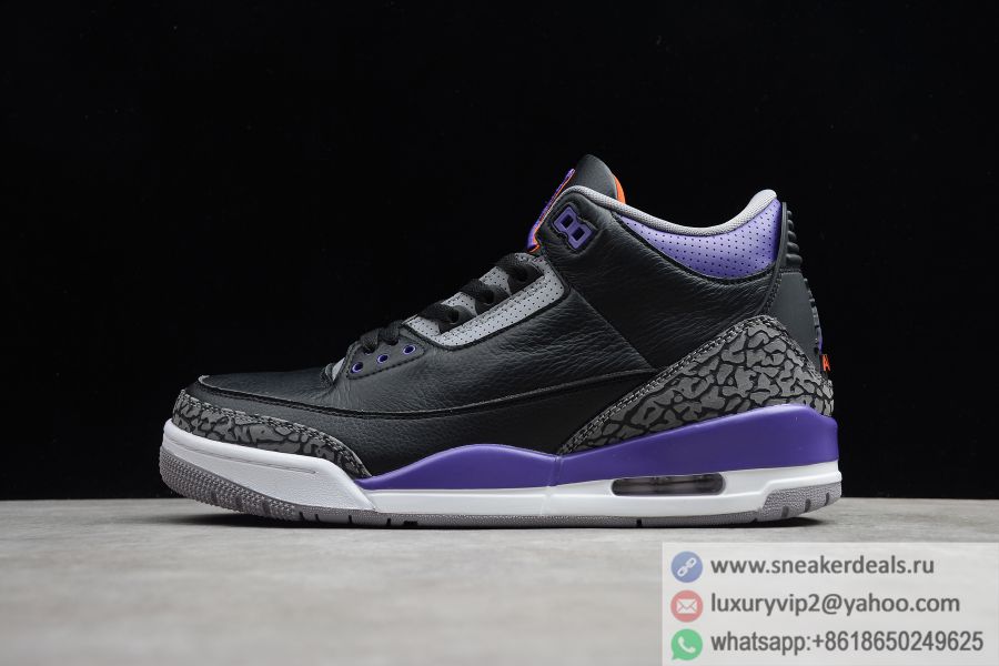 Air Jordan 3 Retro Black Court Purple CT8532-050 Unisex Basketball Shoes